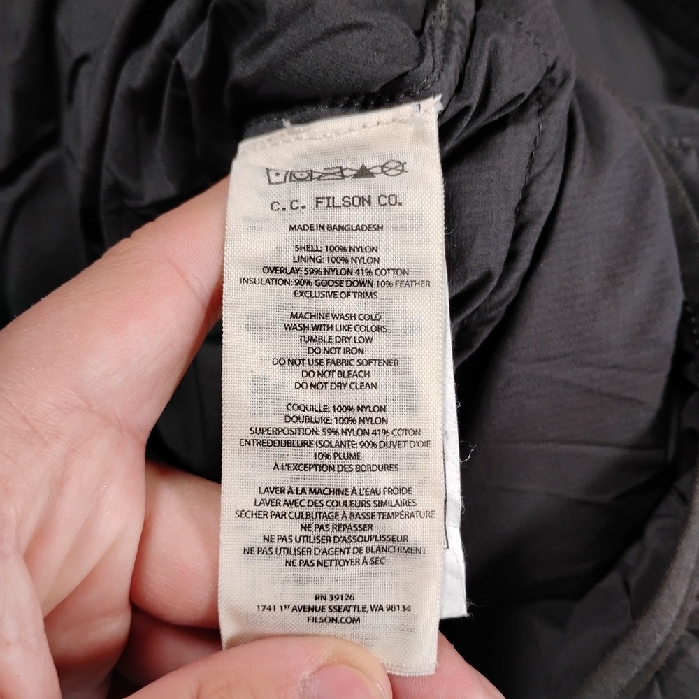 Filson Featherweight Down Jacket Faded Black Hooded Puffer Coat 20067993 Women S - Picture 6 of 14